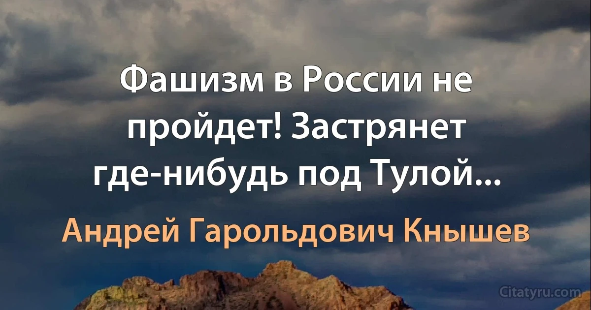 Фашизм в России не пройдет! Застрянет где-нибудь под Тулой... (Андрей Гарольдович Кнышев)