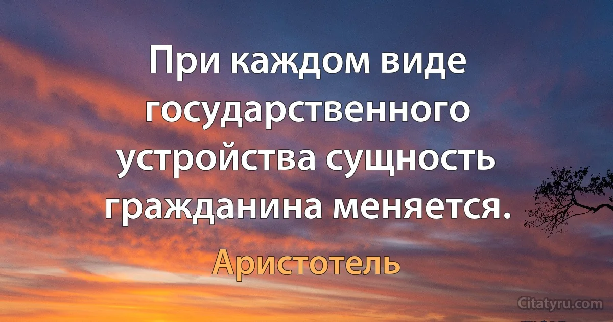 При каждом виде государственного устройства сущность гражданина меняется. (Аристотель)