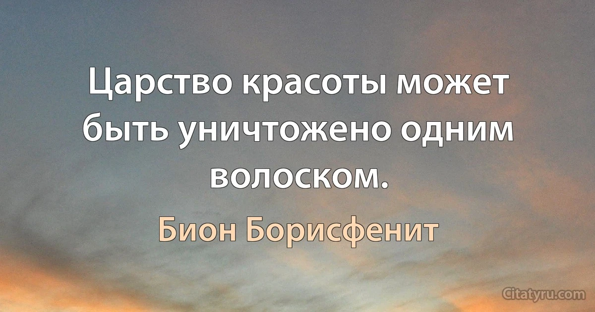 Царство красоты может быть уничтожено одним волоском. (Бион Борисфенит)