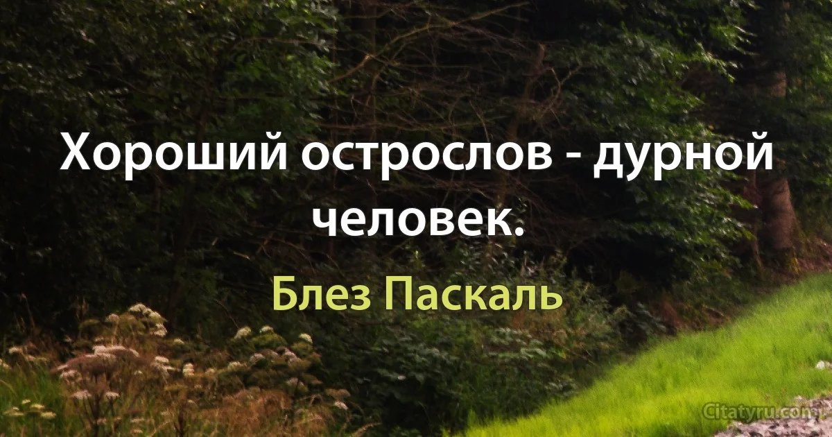 Хороший острослов - дурной человек. (Блез Паскаль)