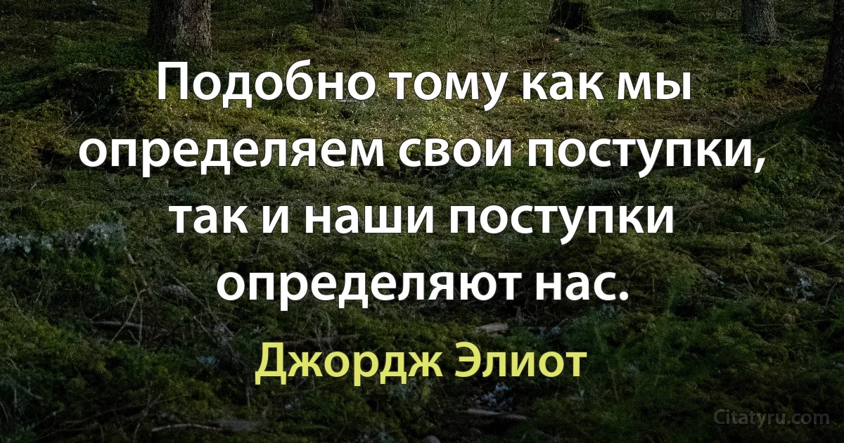 Подобно тому как мы определяем свои поступки, так и наши поступки определяют нас. (Джордж Элиот)