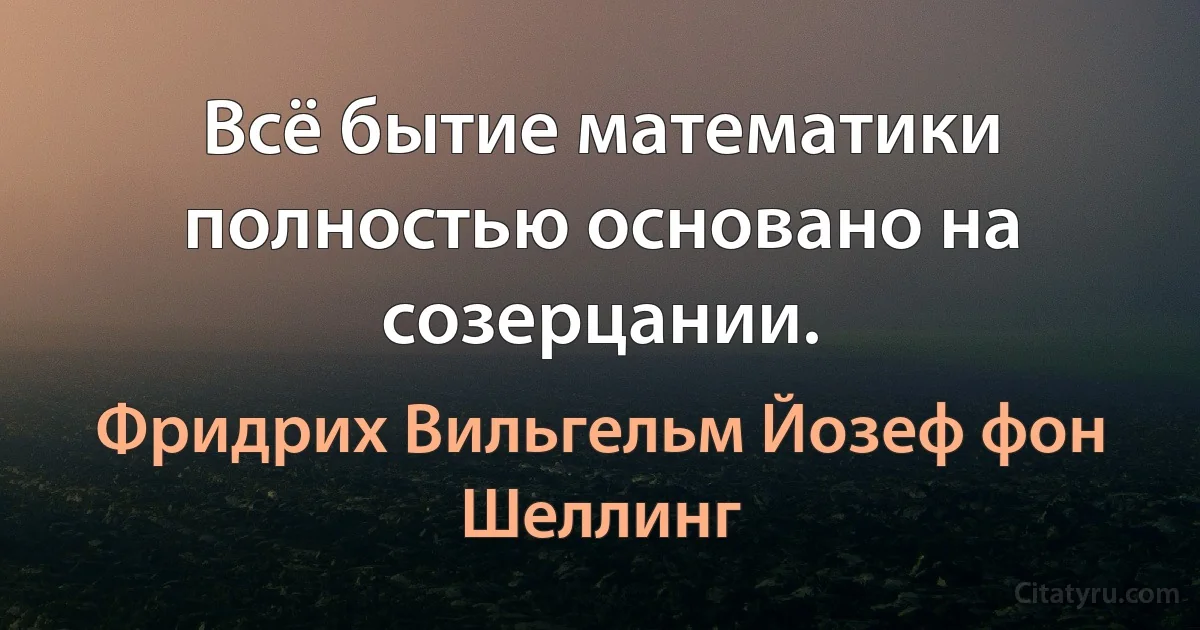 Всё бытие математики полностью основано на созерцании. (Фридрих Вильгельм Йозеф фон Шеллинг)