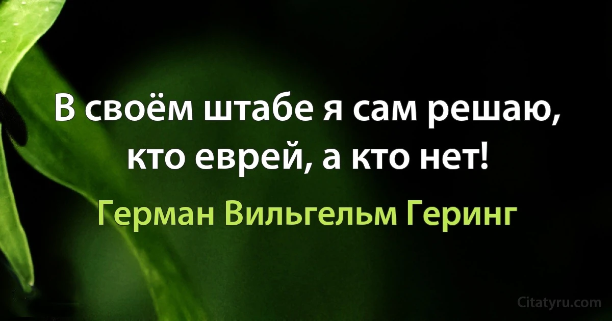 В своём штабе я сам решаю, кто еврей, а кто нет! (Герман Вильгельм Геринг)