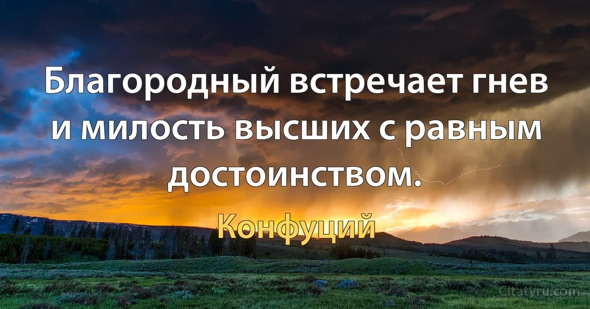 Благородный встречает гнев и милость высших с равным достоинством. (Конфуций)