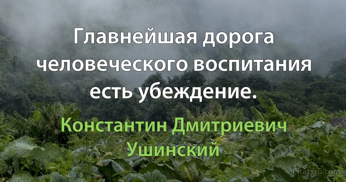 Главнейшая дорога человеческого воспитания есть убеждение. (Константин Дмитриевич Ушинский)