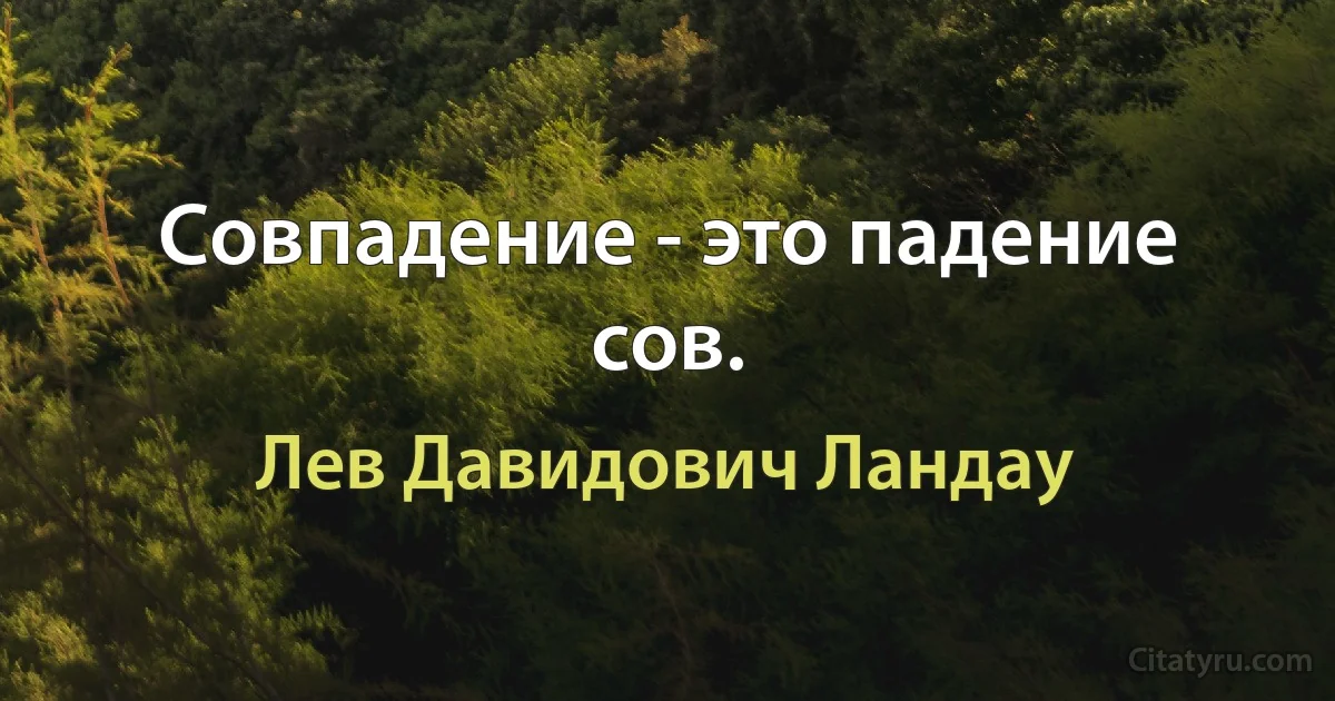 Совпадение - это падение сов. (Лев Давидович Ландау)