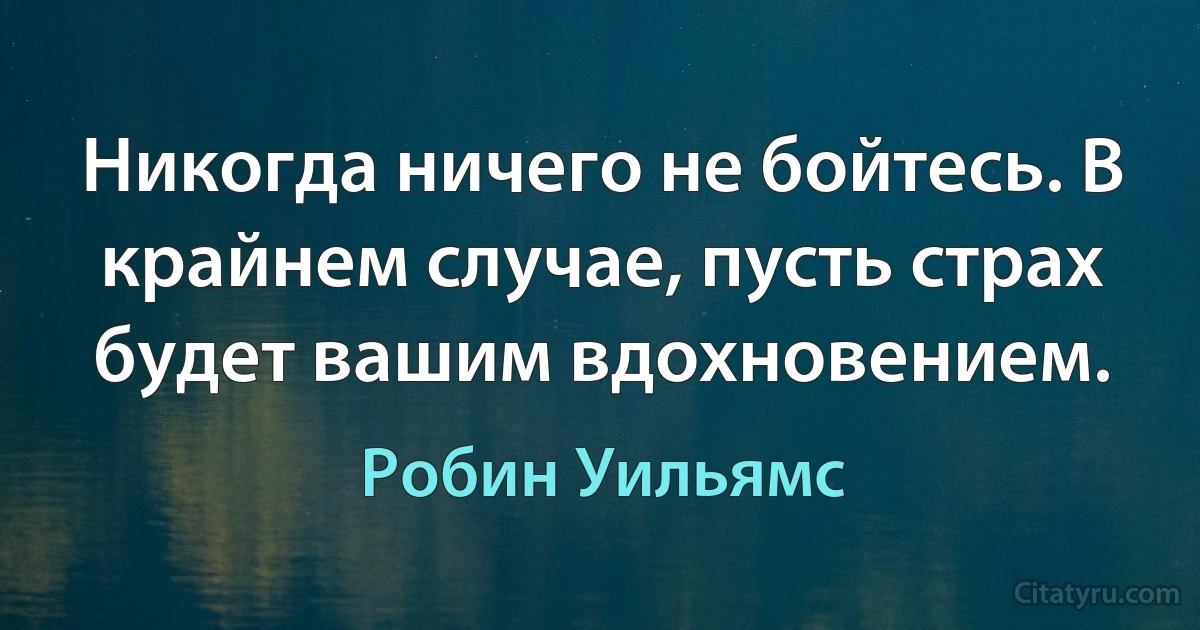 Никогда ничего не бойтесь. В крайнем случае, пусть страх будет вашим вдохновением. (Робин Уильямс)