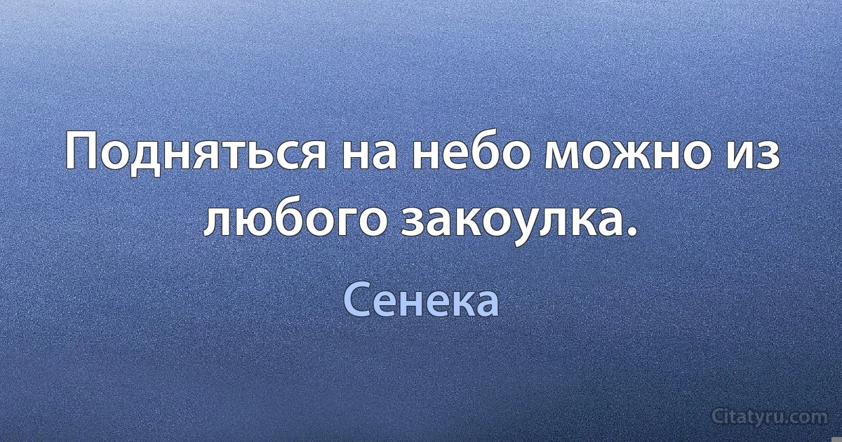 Подняться на небо можно из любого закоулка. (Сенека)