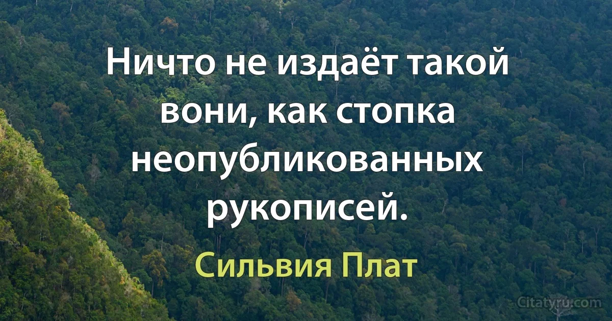 Ничто не издаёт такой вони, как стопка неопубликованных рукописей. (Сильвия Плат)