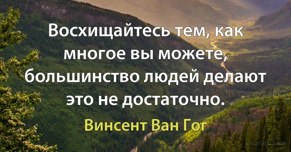 Восхищайтесь тем, как многое вы можете, большинство людей делают это не достаточно. (Винсент Ван Гог)