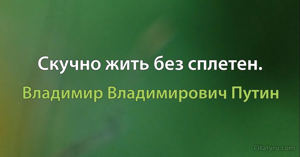 Скучно жить без сплетен. (Владимир Владимирович Путин)