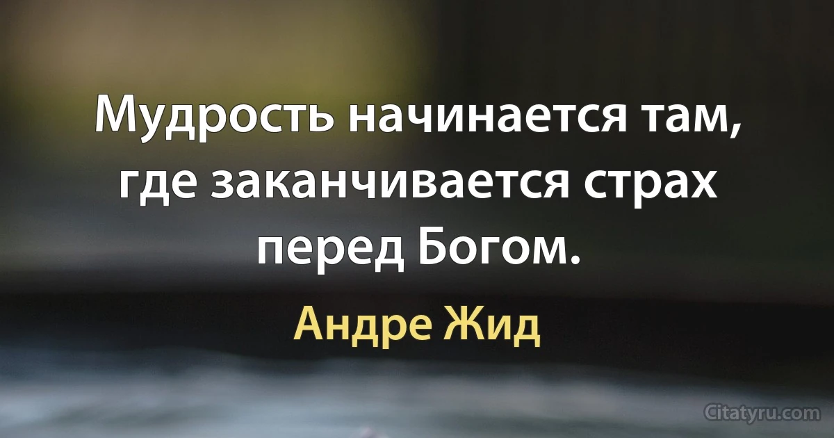 Мудрость начинается там, где заканчивается страх перед Богом. (Андре Жид)