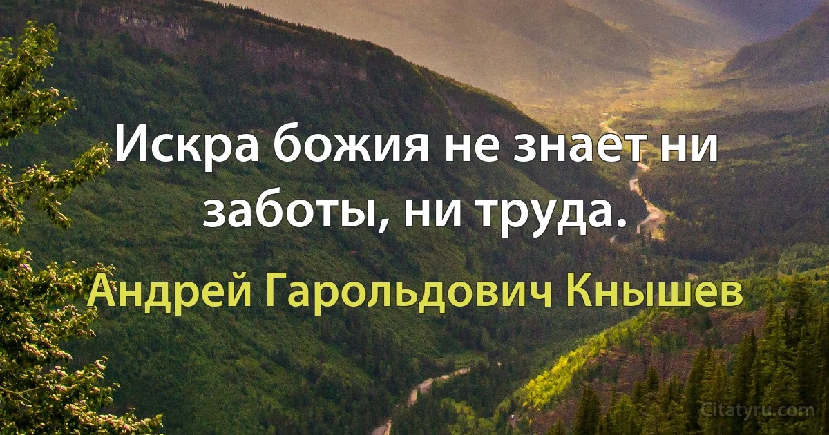 Искра божия не знает ни заботы, ни труда. (Андрей Гарольдович Кнышев)