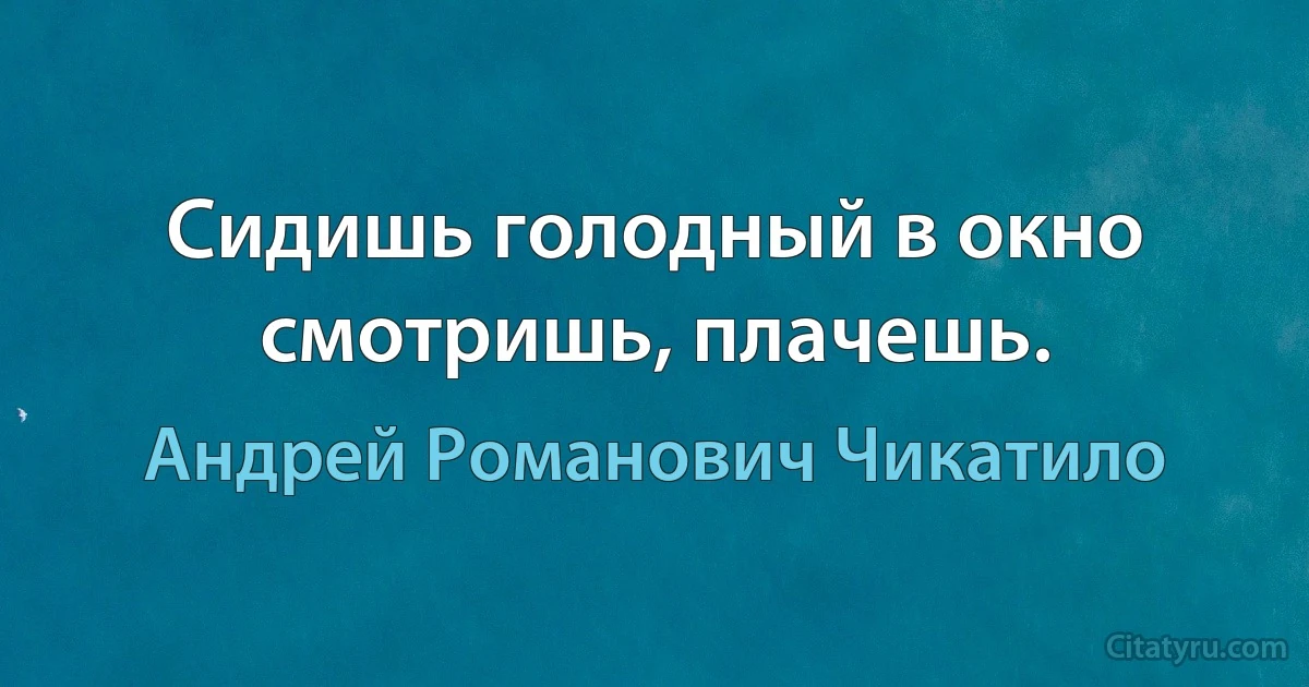 Сидишь голодный в окно смотришь, плачешь. (Андрей Романович Чикатило)