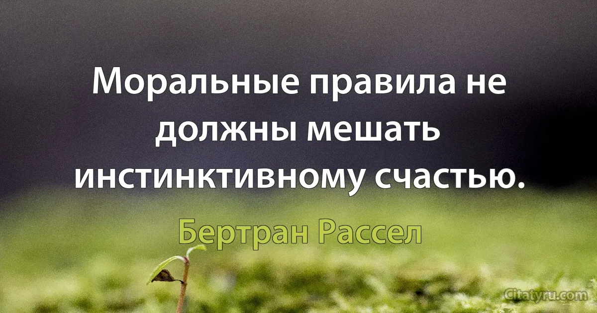 Моральные правила не должны мешать инстинктивному счастью. (Бертран Рассел)