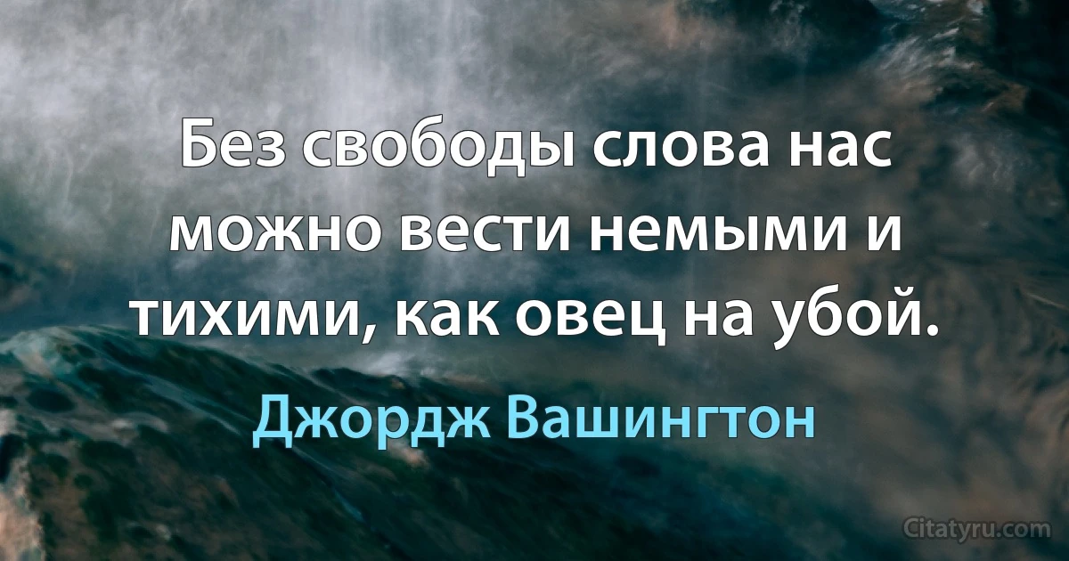 Без свободы слова нас можно вести немыми и тихими, как овец на убой. (Джордж Вашингтон)