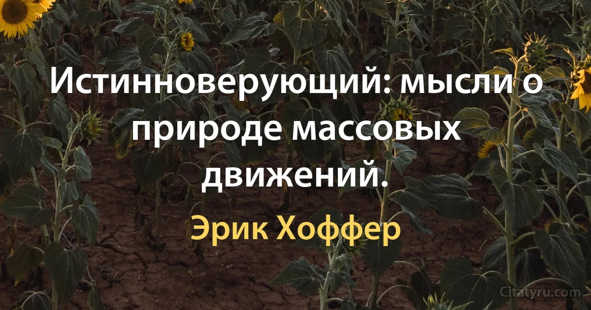 Истинноверующий: мысли о природе массовых движений. (Эрик Хоффер)