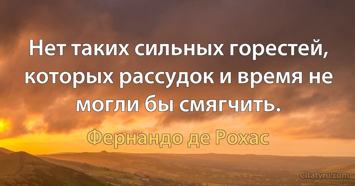 Нет таких сильных горестей, которых рассудок и время не могли бы смягчить. (Фернандо де Рохас)