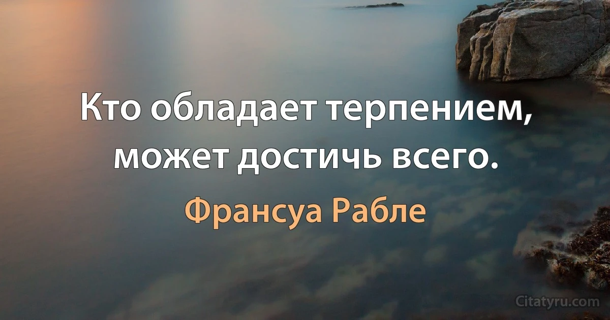 Кто обладает терпением, может достичь всего. (Франсуа Рабле)