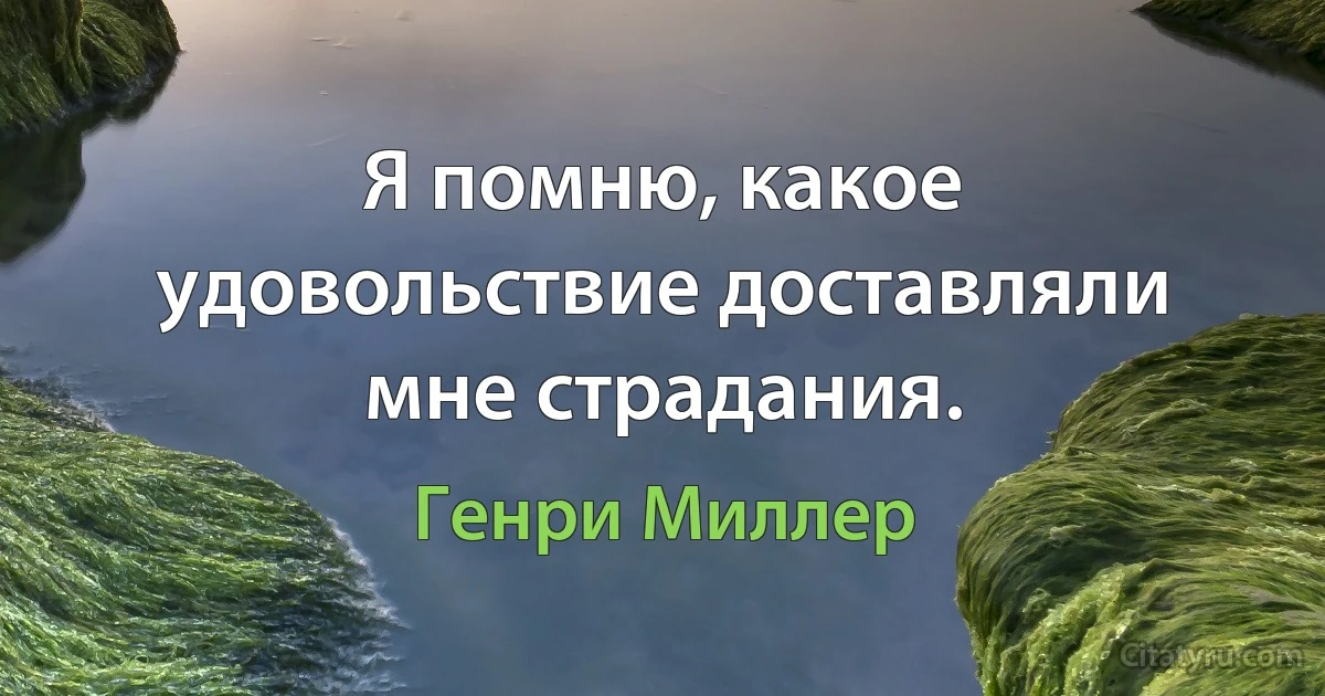 Я помню, какое удовольствие доставляли мне страдания. (Генри Миллер)