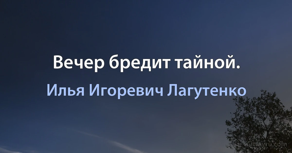 Вечер бредит тайной. (Илья Игоревич Лагутенко)