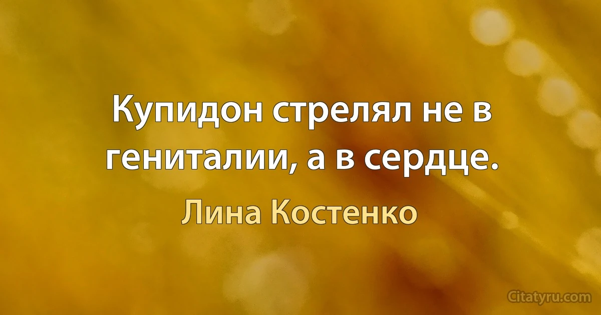 Купидон стрелял не в гениталии, а в сердце. (Лина Костенко)