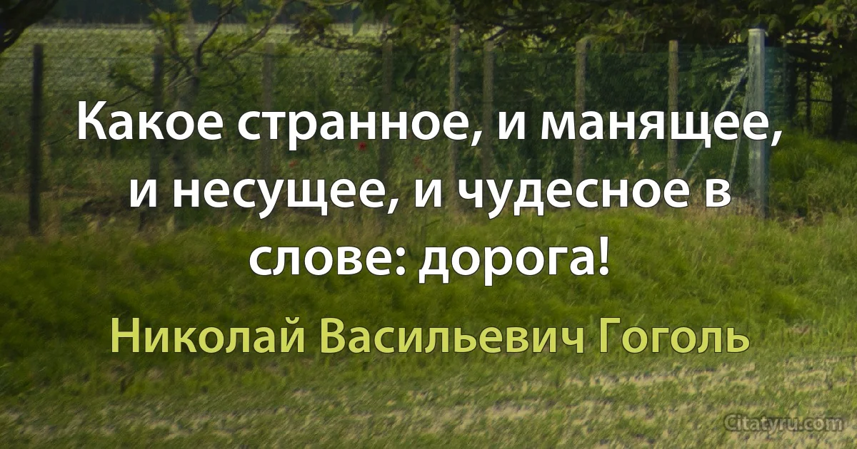 Какое странное, и манящее, и несущее, и чудесное в слове: дорога! (Николай Васильевич Гоголь)