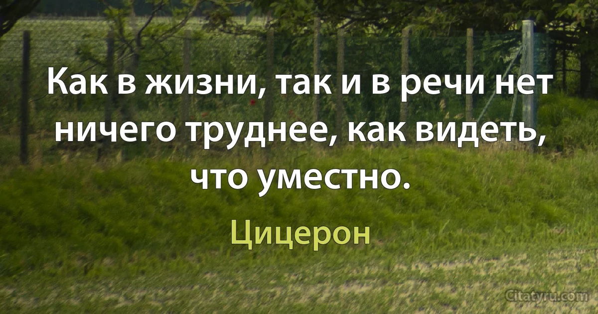 Как в жизни, так и в речи нет ничего труднее, как видеть, что уместно. (Цицерон)