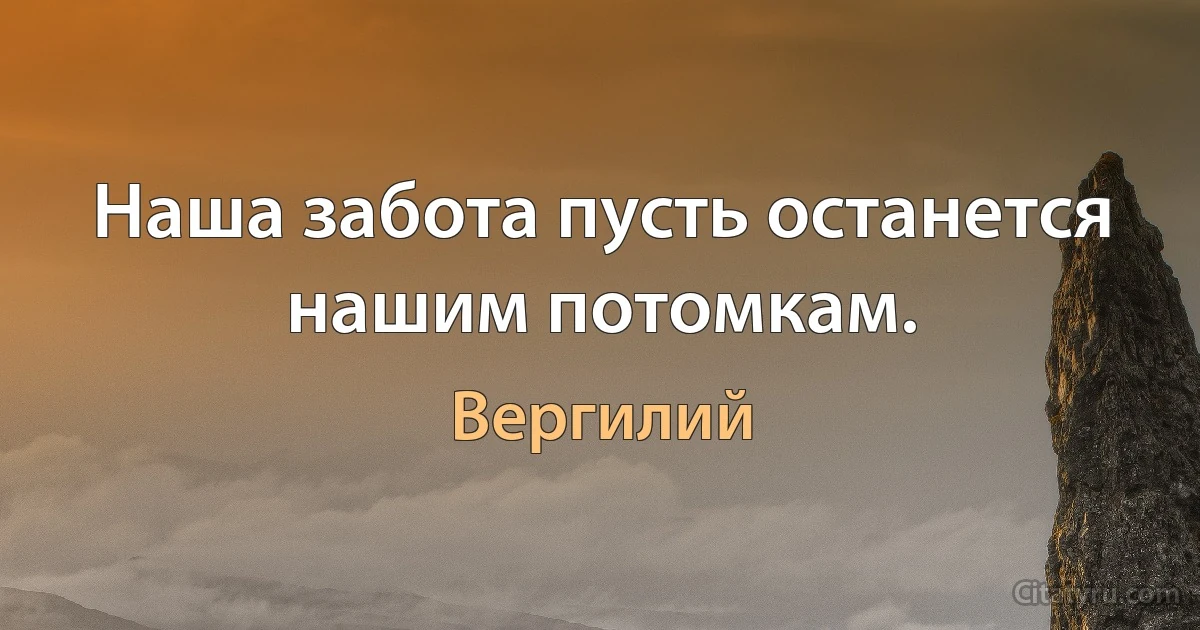 Наша забота пусть останется нашим потомкам. (Вергилий)