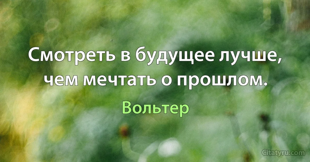 Смотреть в будущее лучше, чем мечтать о прошлом. (Вольтер)