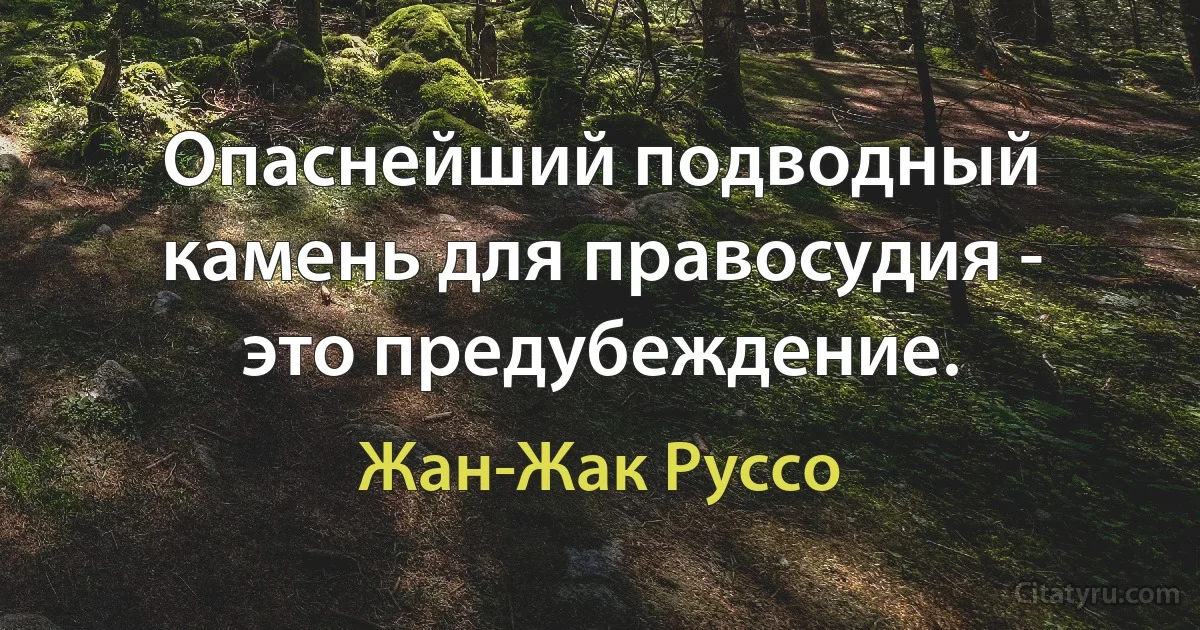 Опаснейший подводный камень для правосудия - это предубеждение. (Жан-Жак Руссо)