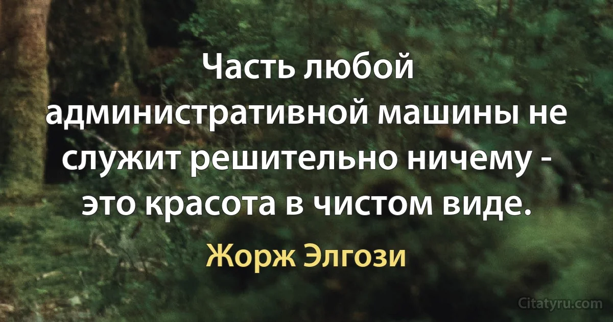 Часть любой административной машины не служит решительно ничему - это красота в чистом виде. (Жорж Элгози)