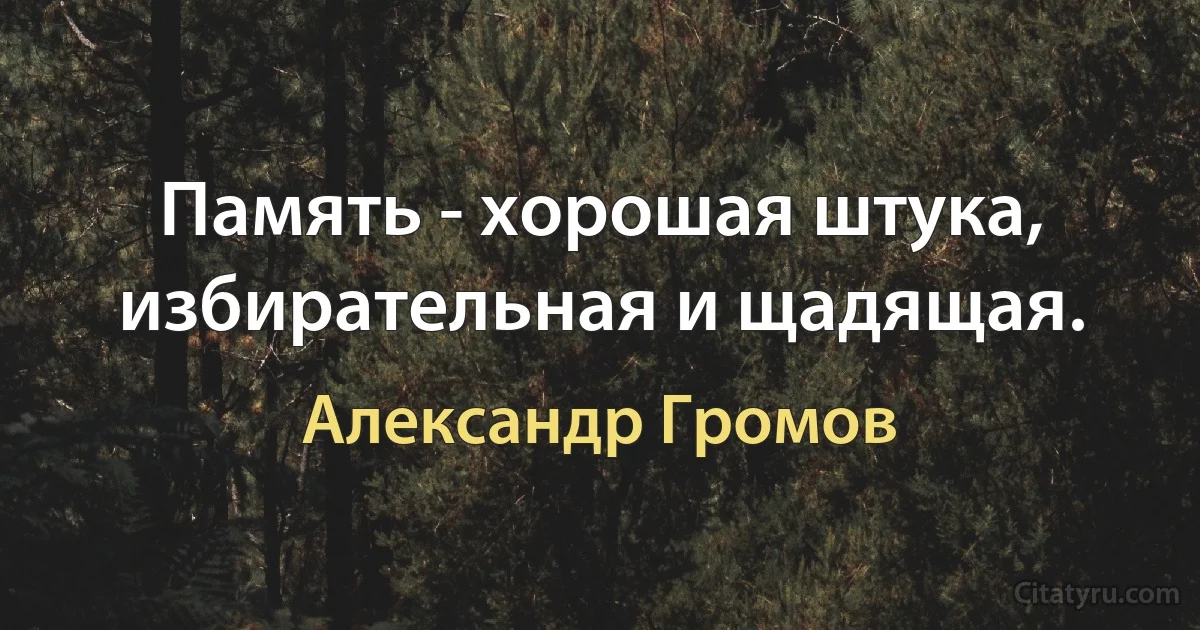 Память - хорошая штука, избирательная и щадящая. (Александр Громов)