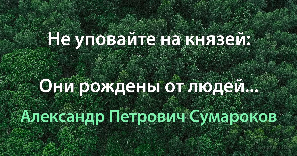 Не уповайте на князей:

Они рождены от людей... (Александр Петрович Сумароков)