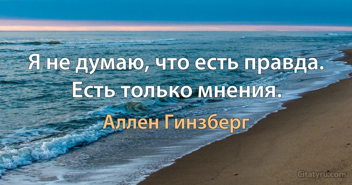 Я не думаю, что есть правда. Есть только мнения. (Аллен Гинзберг)