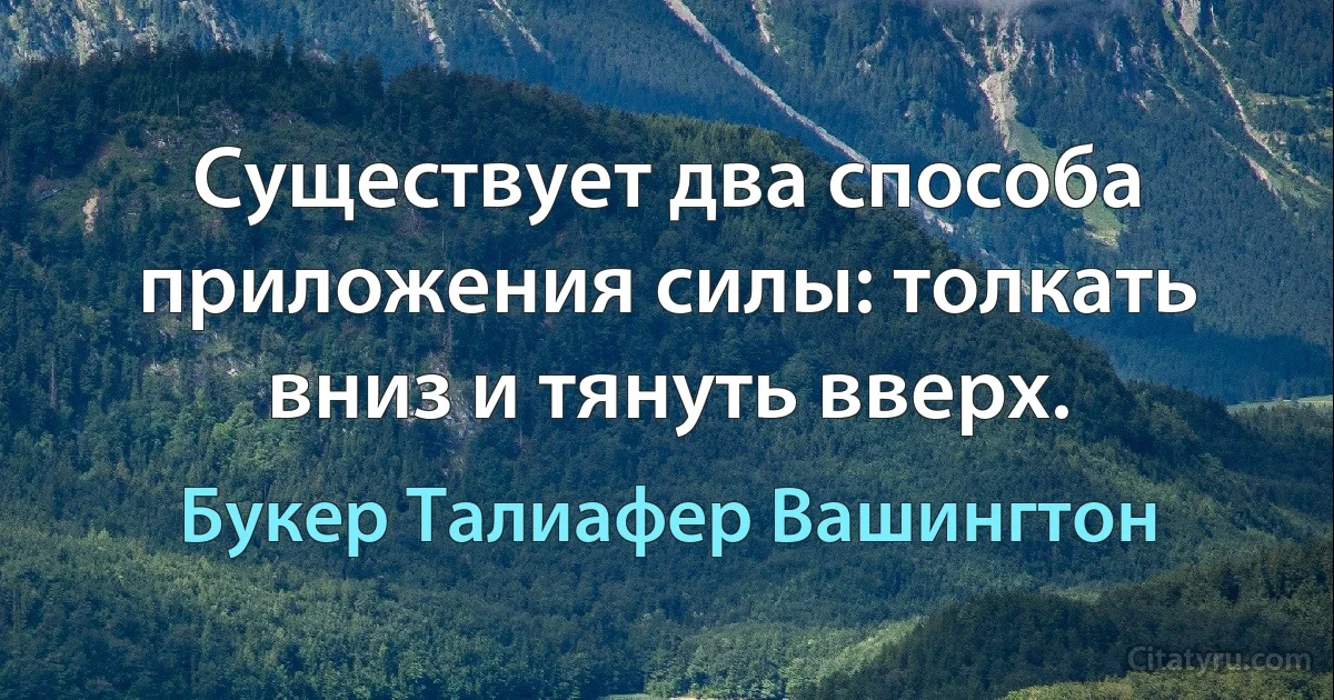 Существует два способа приложения силы: толкать вниз и тянуть вверх. (Букер Талиафер Вашингтон)