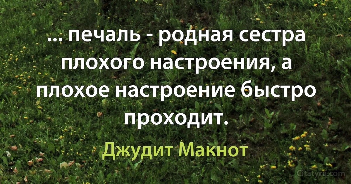 ... печаль - родная сестра плохого настроения, а плохое настроение быстро проходит. (Джудит Макнот)