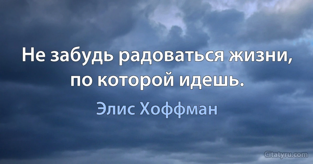 Не забудь радоваться жизни, по которой идешь. (Элис Хоффман)