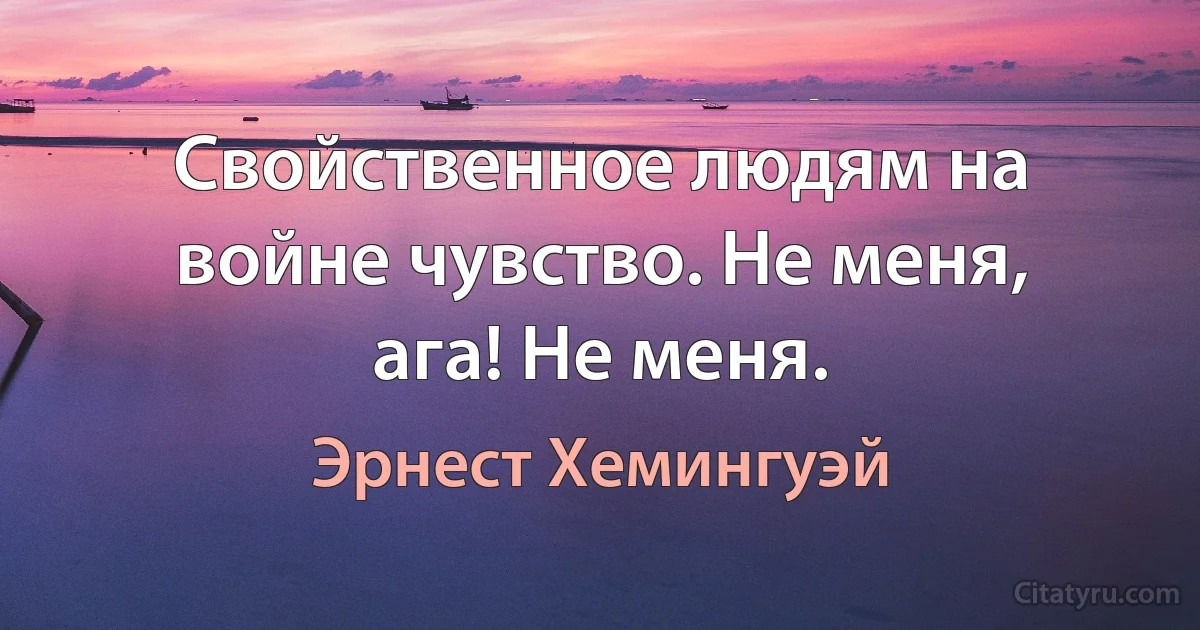 Свойственное людям на войне чувство. Не меня, ага! He меня. (Эрнест Хемингуэй)