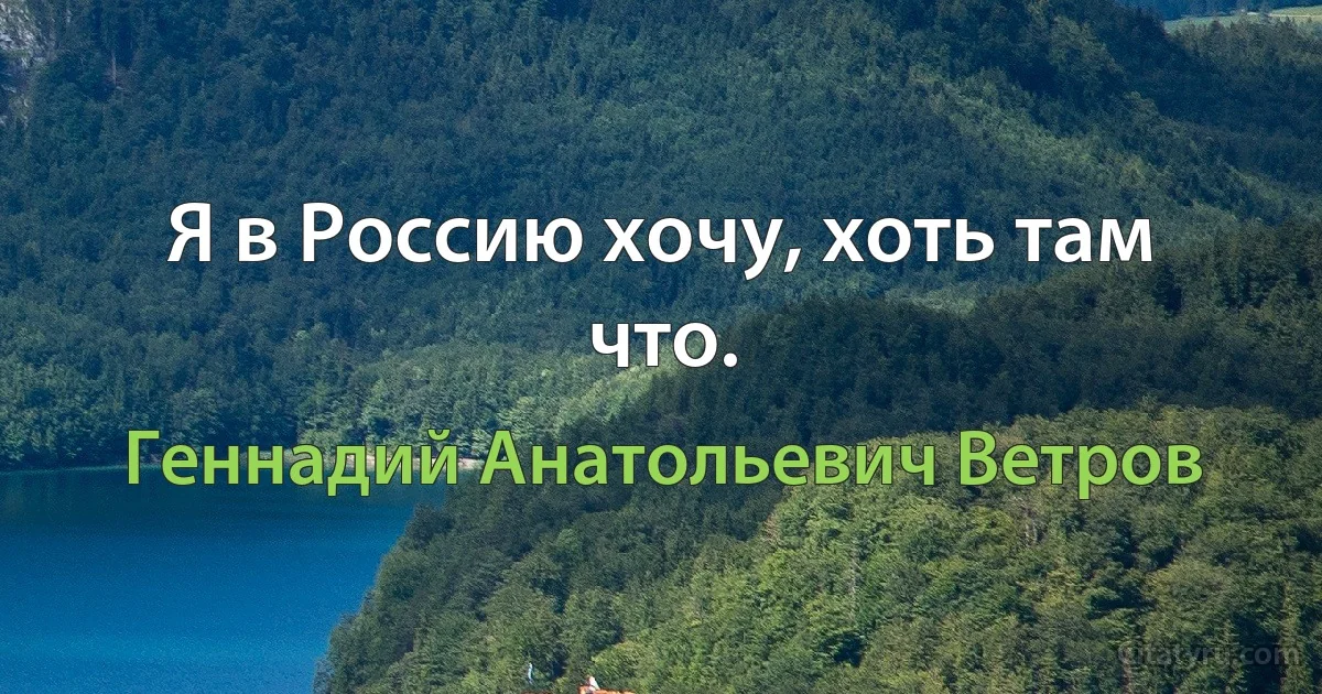 Я в Россию хочу, хоть там что. (Геннадий Анатольевич Ветров)