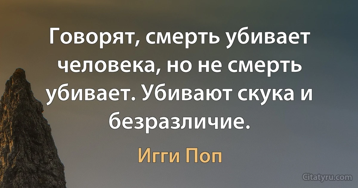 Говорят, смерть убивает человека, но не смерть убивает. Убивают скука и безразличие. (Игги Поп)