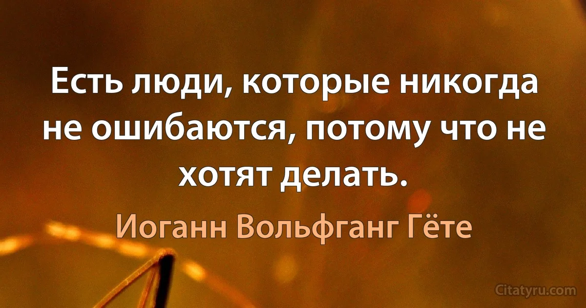 Есть люди, которые никогда не ошибаются, потому что не хотят делать. (Иоганн Вольфганг Гёте)