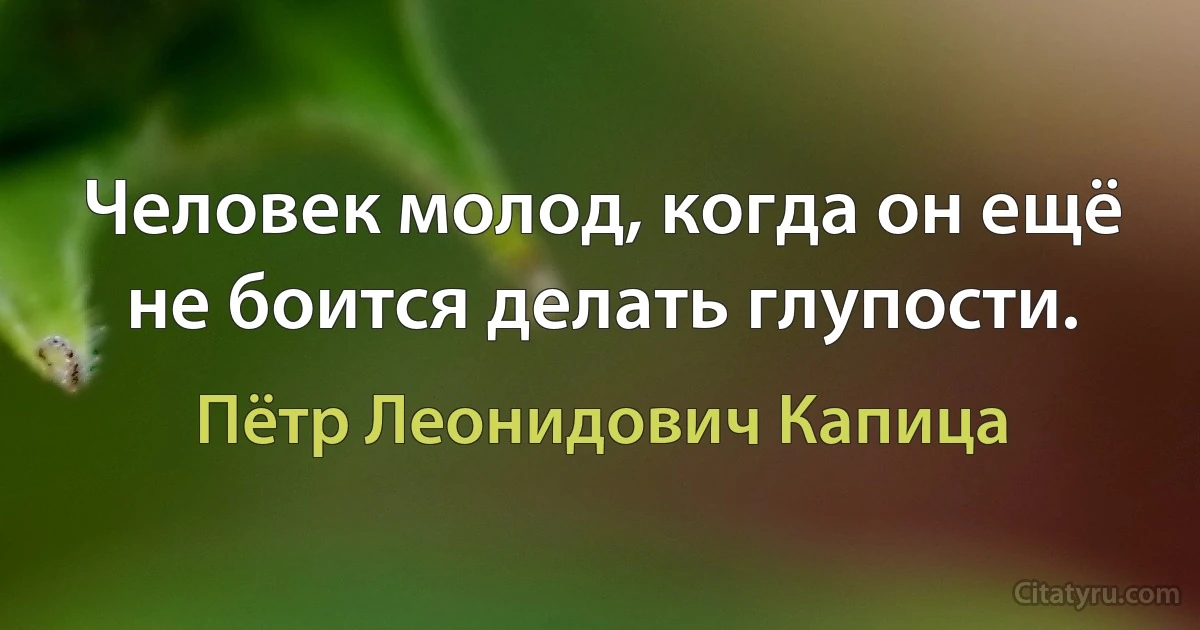 Человек молод, когда он ещё не боится делать глупости. (Пётр Леонидович Капица)