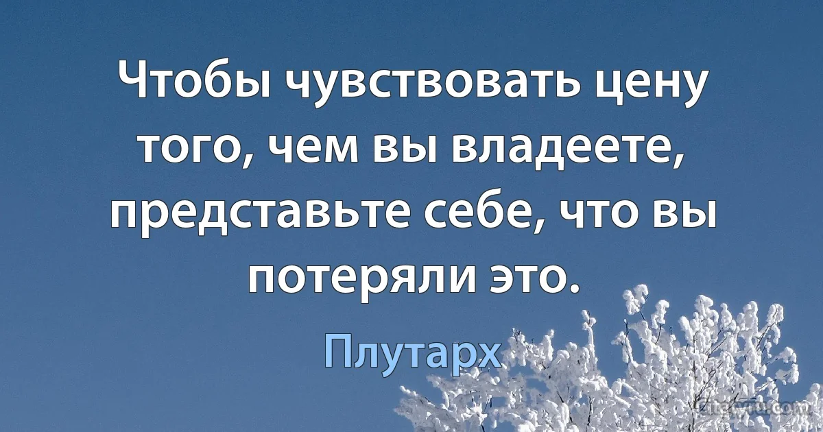 Чтобы чувствовать цену того, чем вы владеете, представьте себе, что вы потеряли это. (Плутарх)