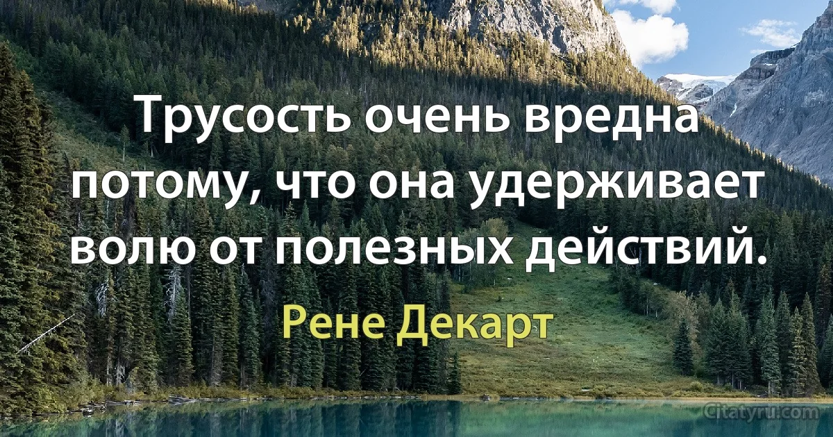 Трусость очень вредна потому, что она удерживает волю от полезных действий. (Рене Декарт)