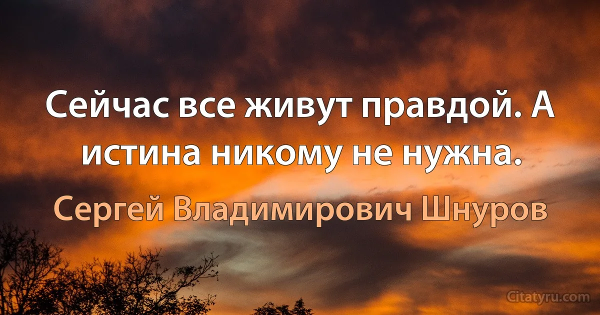 Сейчас все живут правдой. А истина никому не нужна. (Сергей Владимирович Шнуров)