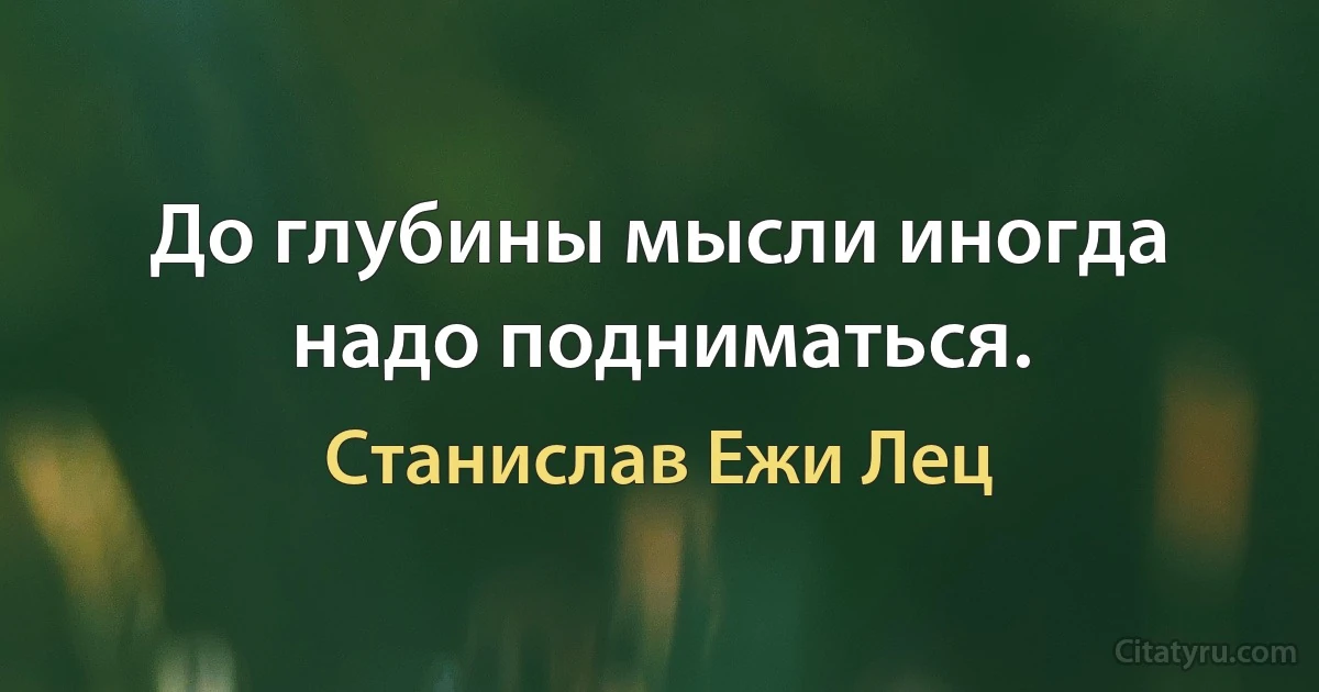 До глубины мысли иногда надо подниматься. (Станислав Ежи Лец)