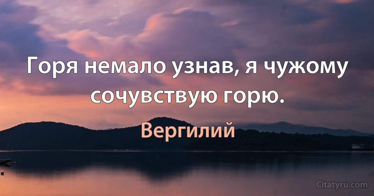 Горя немало узнав, я чужому сочувствую горю. (Вергилий)