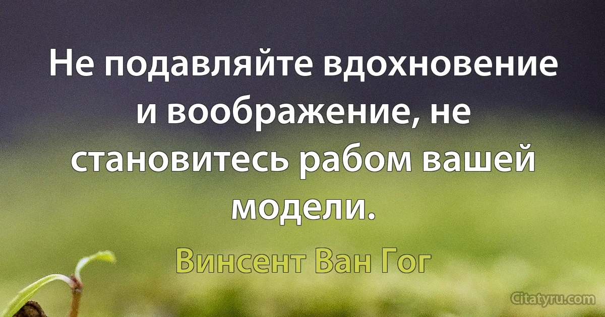 Не подавляйте вдохновение и воображение, не становитесь рабом вашей модели. (Винсент Ван Гог)