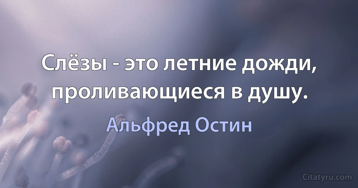 Слёзы - это летние дожди, проливающиеся в душу. (Альфред Остин)